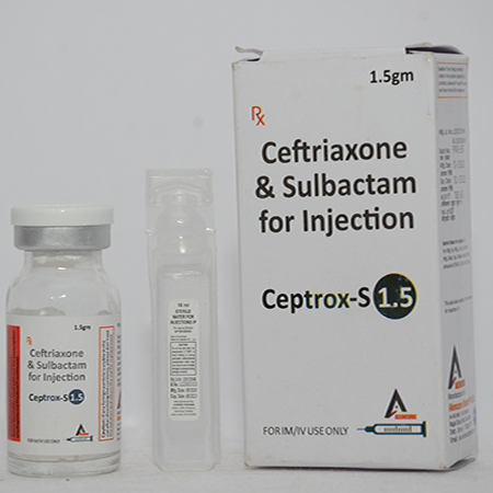 Product Name: CEPTROX S 1.5, Compositions of CEPTROX S 1.5 are Ceftriaxone & Sulbactam For Injection - Alencure Biotech Pvt Ltd