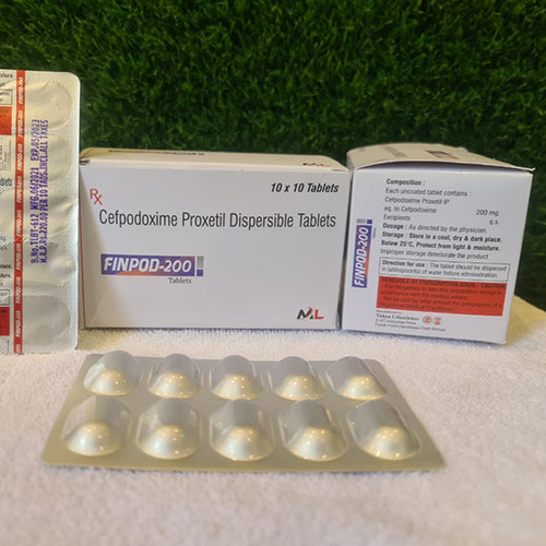 Product Name: Finpod 200, Compositions of Finpod 200 are Cefpodoxime Proxetil Dispersible Tablets - Medizec Laboratories