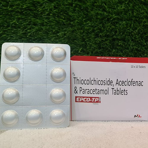 Product Name: Epco TP, Compositions of Epco TP are Thiocolchicoside & Aceclofenac Paracetamol Tablets - Medizec Laboratories