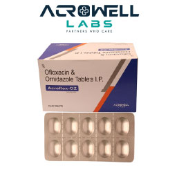 Product Name: Acroflox OZ, Compositions of Acroflox OZ are Ofloxacin and Ornidazole Tablets IP - Acrowell Labs Private Limited