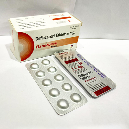 Product Name: Flamicort 6, Compositions of Flamicort 6 are Deflazacort Tablets 6 mg - Arvoni Lifesciences Private Limited