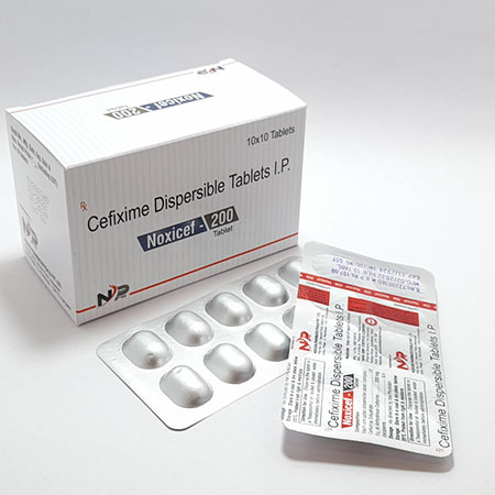 Product Name: Noxicef 200, Compositions of Noxicef 200 are Cefixime  Dispersible Tablets I.P. - Noxxon Pharmaceuticals Private Limited
