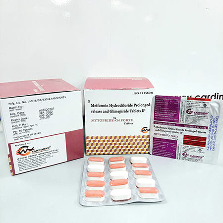 Product Name: Mytopride G4 Forte, Compositions of Mytopride G4 Forte are Metformin Hydrochloride Prolonged release and Glimepiride Tablets - Asterisk Laboratories