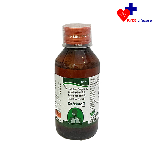 Product Name: Kofzime T, Compositions of Kofzime T are Terbutaline Sulphate Bromhexine Hcl , Guaiphenesin & Menthol Syrup - Ryze Lifecare