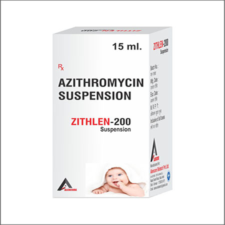 Product Name: Zithlen 200, Compositions of Zithlen 200 are Azithromycin Suspension - Alencure Biotech Pvt Ltd