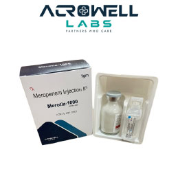 Product Name: Merotiz 1000, Compositions of Merotiz 1000 are Meropenem Injection IP - Acrowell Labs Private Limited