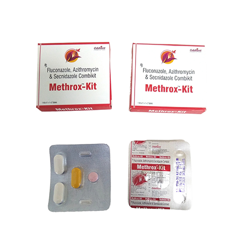 Product Name: Methrox Kit, Compositions of Methrox Kit are Fluconazole, Azithromycin & Secnidazole Combikit - Oddiant Formulations