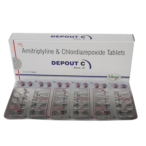 Product Name: Depout C, Compositions of Depout C are Amitriptyline & Chlordiazepoxide Tablets - Lifecare Neuro Products Ltd.