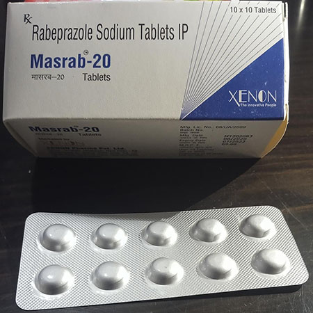 Product Name: Masrab 20, Compositions of Masrab 20 are Rabeprazole Sodium Tablets IP - Xenon Pharma Pvt. Ltd