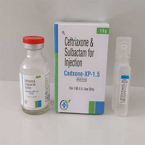 Product Name: Cadxone XP 1.5, Compositions of Cadxone XP 1.5 are Ceftriaxone & sulbactom For Injection - Caddix Healthcare