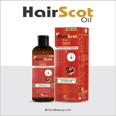 Product Name: Hairscot Oil, Compositions of Hairscot Oil are 100% Natural Oraganic - Scothuman Lifesciences