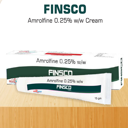 Product Name: Finsco, Compositions of Finsco are Amrolfine 0.25% w/w Cream - Scothuman Lifesciences