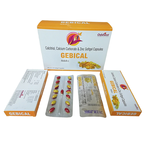 Product Name: Gabical, Compositions of Gabical are Calcitriol 0.25 Mcg + Calcium carbonate 500 mg equivalent  to elemental Calcium 200 mg + Zinc Sulphate  Monohydrate equivalent to elemental Zinc 7.5 mg - Oddiant Formulations