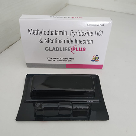 Product Name: Gladlife Plus, Compositions of are Methylcobalamin,Pyridoxine HCl  and Nicotionamide Injection - Nimbles Biotech Pvt. Ltd