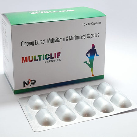 Product Name: Multiclif, Compositions of Multiclif are Ginseg Extract,Multivitamin & Multimineral Capsules - Noxxon Pharmaceuticals Private Limited