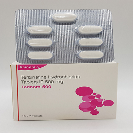 Product Name: Terinom, Compositions of Terinom are Terbinafine Hydrochloride Tablets IP - Acinom Healthcare