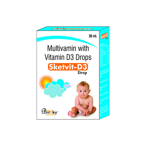 Product Name: Sketvit D3, Compositions of Sketvit D3 are Multivitamin with Vitamin D3 Drops - Biosky Remedies