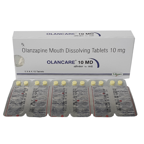 Product Name: Olancare 10 MD, Compositions of Olancare 10 MD are Olanzapine Mouth Dissolving Tablets 10mg - Lifecare Neuro Products Ltd.