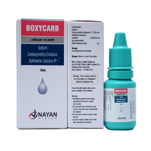 Product Name: Boxycarb, Compositions of Sodium Carboxymethyl Cellulose Ophthalmic Solution IP are Sodium Carboxymethyl Cellulose Ophthalmic Solution IP - Arlak Biotech