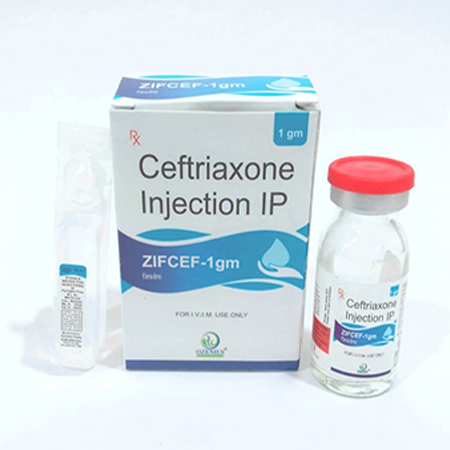 Product Name: ZIFCEF 1 gm, Compositions of ZIFCEF 1 gm are Ceftriaxone Injection IP - Ozenius Pharmaceutials