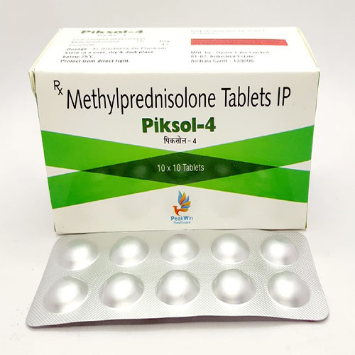 Product Name: Piksol 4, Compositions of Piksol 4 are Methylprednisolone Tablets IP - Peakwin Healthcare