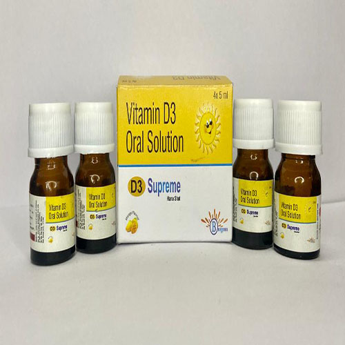 Product Name: D3 Supreme, Compositions of D3 Supreme are Vitamin D3 Oral Solution - Burgeon Health Series Pvt Ltd