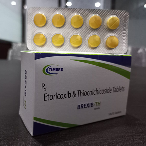 Product Name: BREXIB TH, Compositions of BREXIB TH are Etoricoxib & Thiocolchicoside Tablets - Timbre Healthcare