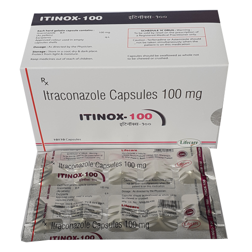 Product Name: Itinox 100, Compositions of Itinox 100 are Itraconazole Capsules 100mg - Lifecare Neuro Products Ltd.