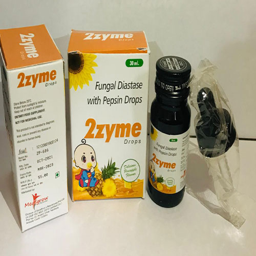 Product Name: 2 Zyme, Compositions of 2 Zyme are Fungal Diastase With Pepsin Drops  - MediGrow Lifesciences