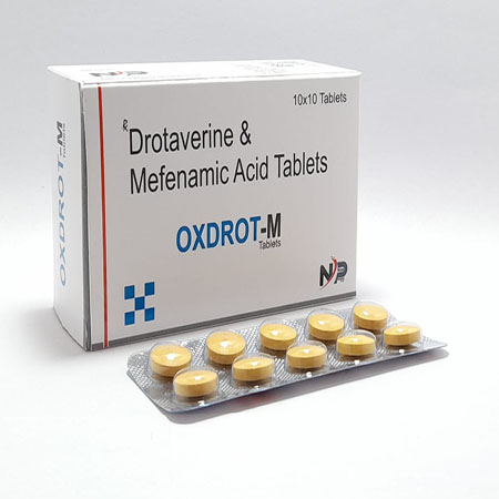 Product Name: Oxdrot M, Compositions of Oxdrot M are Drotaverine & Mefenamic Acid Tablets - Noxxon Pharmaceuticals Private Limited