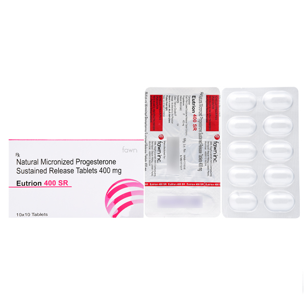 Product Name: EUTRION 400 SR, Compositions of EUTRION 400 SR are Natural Micronised Progesterone (SR) 400 mg. - Fawn Incorporation