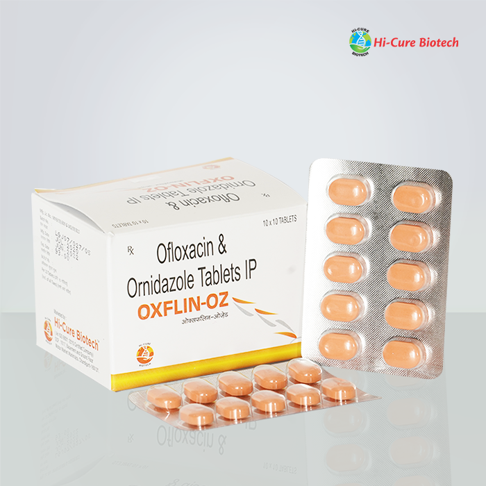 Product Name: OXFLIN OZ, Compositions of OFLOXACIN 200 MG + ORNIDAZOLE 500 MG are OFLOXACIN 200 MG + ORNIDAZOLE 500 MG - Reomax Care