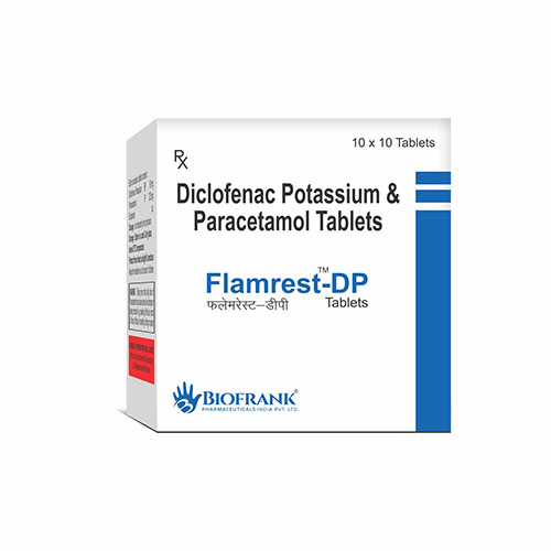 Product Name: Flamrest DP, Compositions of Flamrest DP are Diclofenac Potassium& Paracetamol Tablets - Biofrank Pharmaceuticals (India) Pvt. Ltd