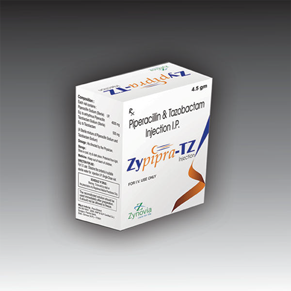 Product Name: Zypipra TZ, Compositions of Zypipra TZ are Piperacillin & Tazobactom Injection I.P - Zynovia Lifecare