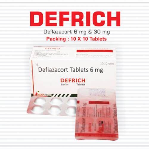 Product Name: Defrich, Compositions of Defrich are Deflazacort Tablets 6 mg - Pharma Drugs and Chemicals