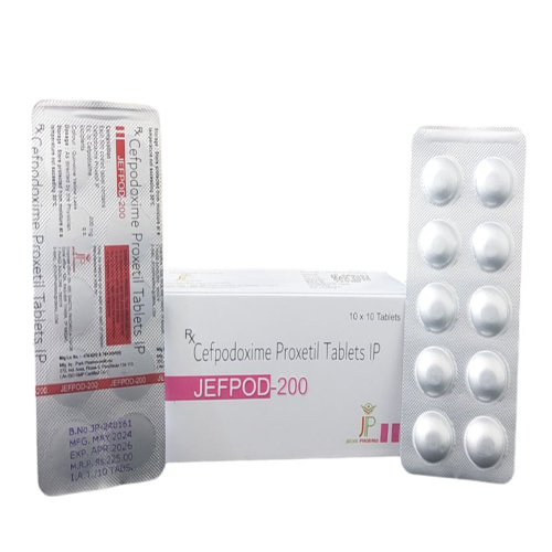 Product Name: Jefpod200, Compositions of Jefpod200 are Cefpodoxime Proxetil Tablets IP - Jecks Pharma