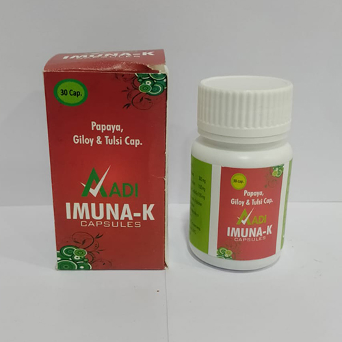 Product Name: Imuna K, Compositions of Imuna K are Papaya,Giloy & Tulsi Cap - Aadi Herbals Pvt. Ltd