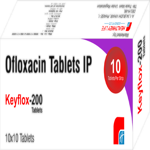 Product Name: Keyflox 200, Compositions of Keyflox 200 are Ofloxacin Tablets IP - Healthkey Life Science Private Limited