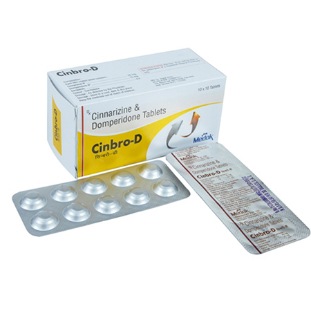 Product Name: Cinbro D, Compositions of Cinbro D are Cinnarizine & Domperidone Tablets - Medok Life Sciences Pvt. Ltd