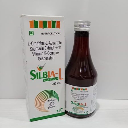 Product Name: Silbia L, Compositions of Silbia L are L-Ornithine L-Asparate Silymarin Extract with Vitamin B-Complex Suspension - Soinsvie Pharmacia Pvt. Ltd