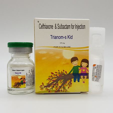 Product Name: Trianom s Kid, Compositions of Trianom s Kid are Ceftriaxone and Sulbactam for Injection - Acinom Healthcare