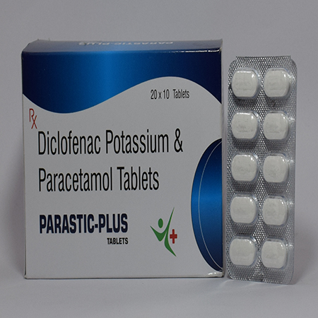 Product Name: Parastic Plus, Compositions of Parastic Plus are Diclofenac Potassium & Paracetamol Tablets - Meridiem Healthcare