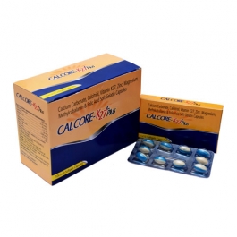 Product Name: Calcore K27, Compositions of Calcore K27 are  Calcium Carbonate 500mg, Calcitriol 0.25mcg, vitamin K27 45mcg, Zinc 7.5 mg, Magnesium 20 mg, Methylcobalamin 1500 mcg  - Ernst Pharmacia
