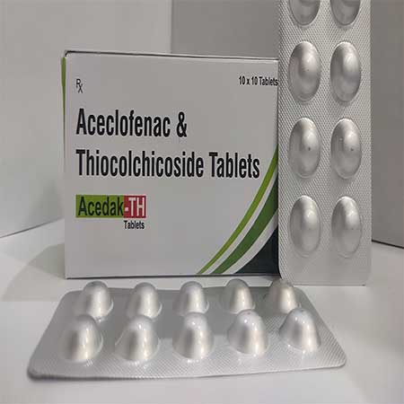 Product Name: Acedak TH, Compositions of Acedak TH are Aceclofenac & Thiocolchicoside Tablets - Dakgaur Healthcare