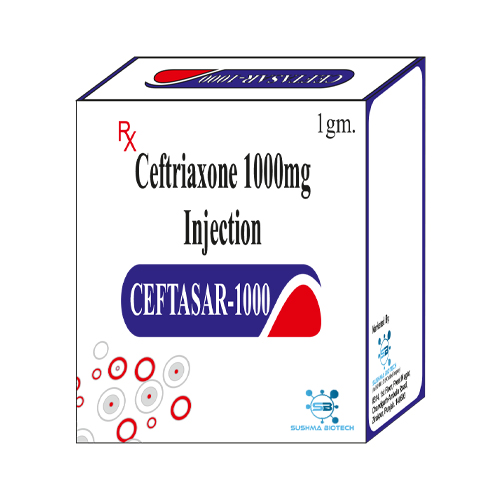 Product Name: Ceftasar 1000, Compositions of Ceftasar 1000 are Ceftriaxone 1000mg Injection - Sushma Biotech
