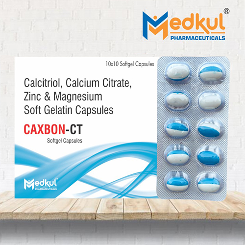 Product Name: Caxbon CT, Compositions of Caxbon CT are Calcitrol,Calcium Citrate,Zinc & Magnesium Softgel Capsules - Medkul Pharmaceuticals