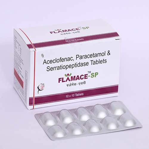 Product Name: FLAMAC SP, Compositions of FLAMAC SP are Aceclofenac, Paracetamol & Serratiopeptidase Tablets - Biomax Biotechnics Pvt. Ltd