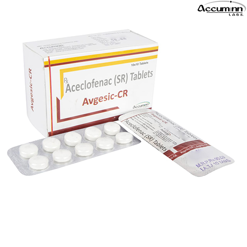 Product Name: Avgesic CR, Compositions of Avgesic CR are Aceclofenac (SR) Tablets - Accuminn Labs