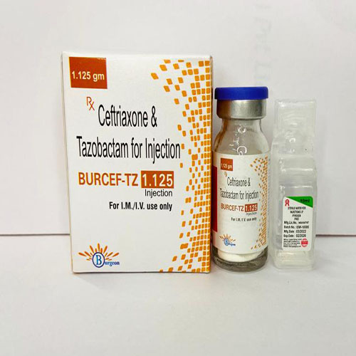 Product Name: Burcef Tz  1.125, Compositions of Burcef Tz  1.125 are Ceftriaxone & Tazobactam For Injecton - Burgeon Health Series Pvt Ltd