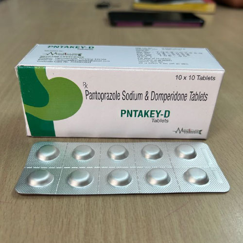 Product Name: PNTAKEY D, Compositions of PNTAKEY D are Pantoprazole Sodium & Domperidone Tablets - Medicure LifeSciences